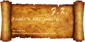 Fedák Kálmán névjegykártya